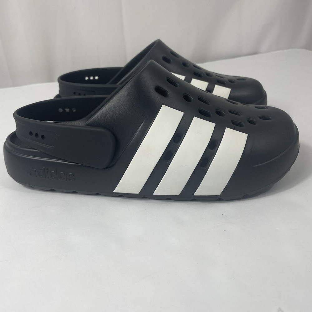 Unisex Adidas Adilette Clog 2.0 Slip-On Black White Men's 6/ Women 7 JR4025